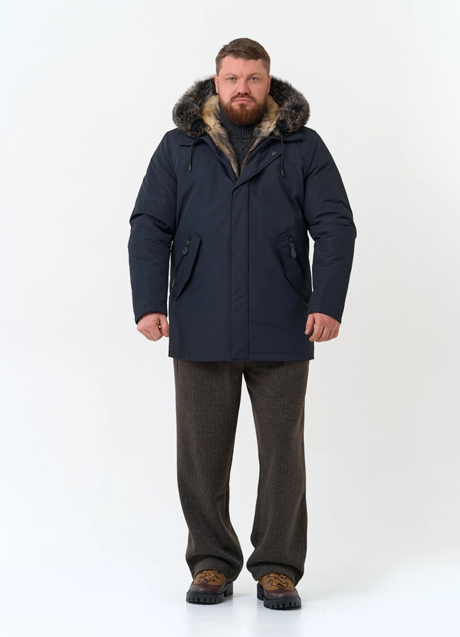 Парка мужская на мехе из волка модель № 34427 в рассрочку фото