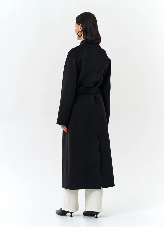 фото Женское пальто с поясом модель № 32685