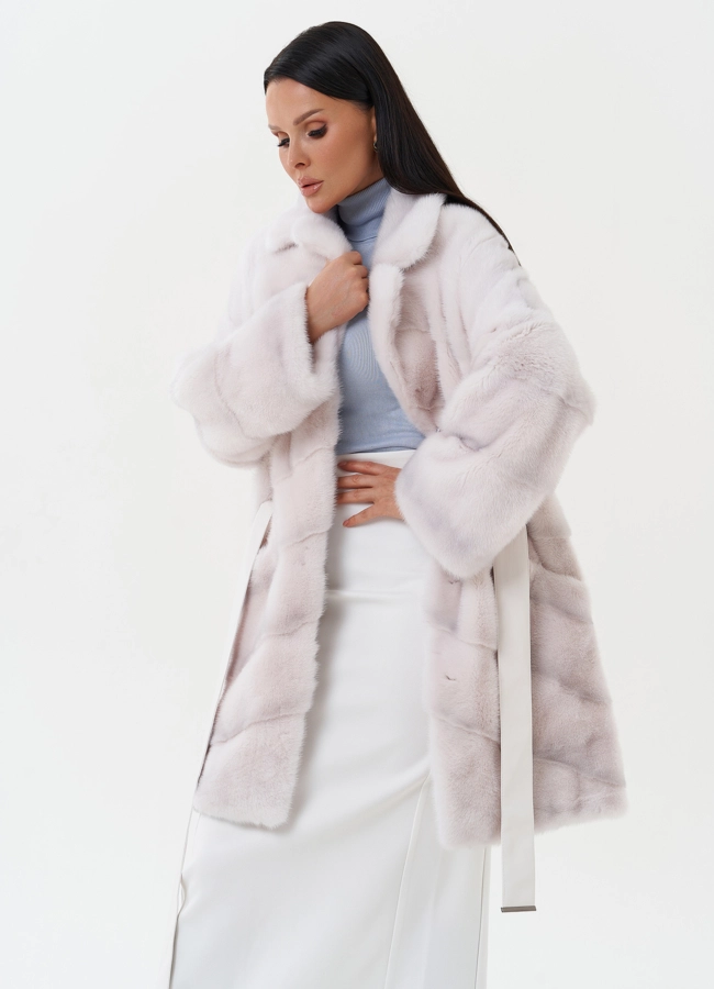 Шуба из норки с английским воротником  модель № 25599 универмаг малина