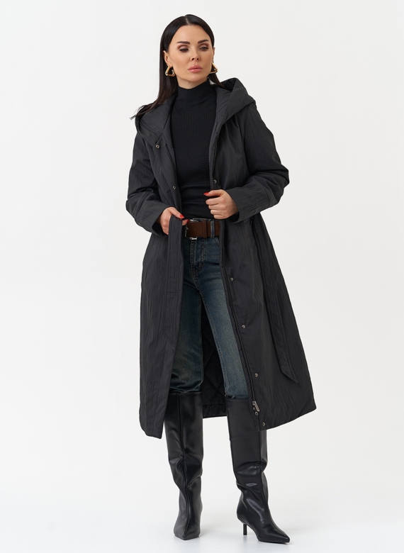 Пальто женское утепленное с эффектом жатой ткани