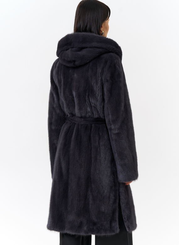 Норковая шуба с поясом