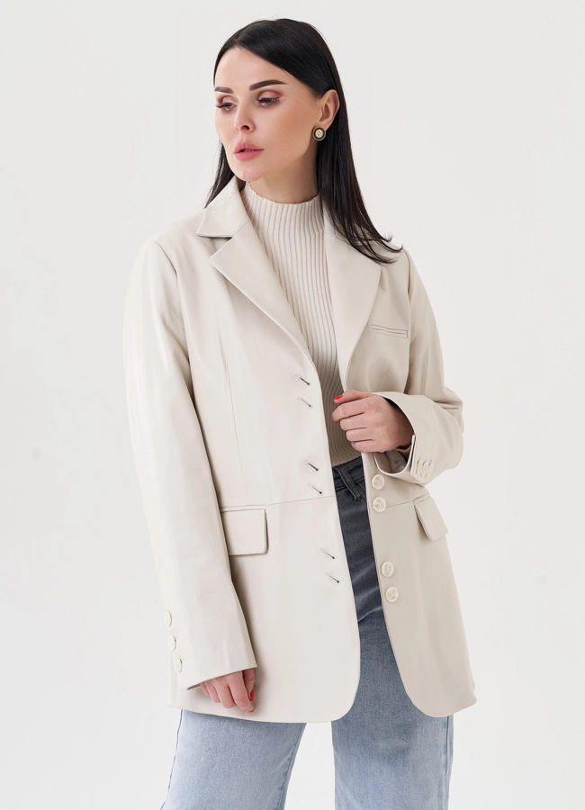 Женский пиджак из натуральной кожи  модель № 24482 универмаг малина