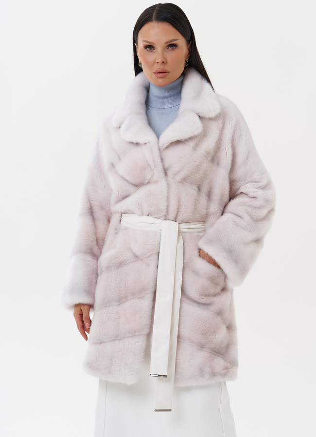 Шуба из норки с английским воротником  модель № 25599 универмаг малина