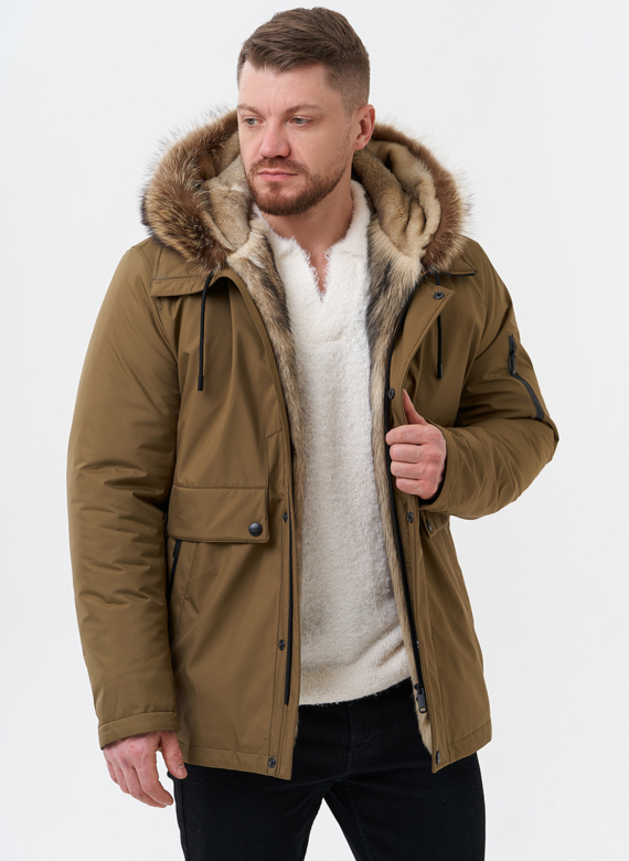 Парка мужская на мехе из волка