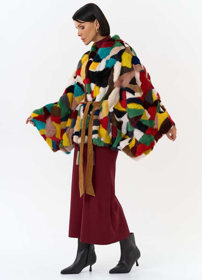 Яркая шуба из меха норки модель № 29414 в рассрочку