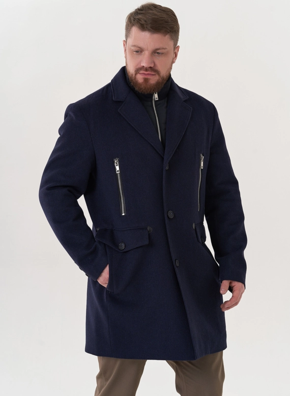 Мужское пальто синего цвета