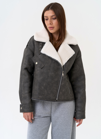 Женская дубленка трансформер из эко замши