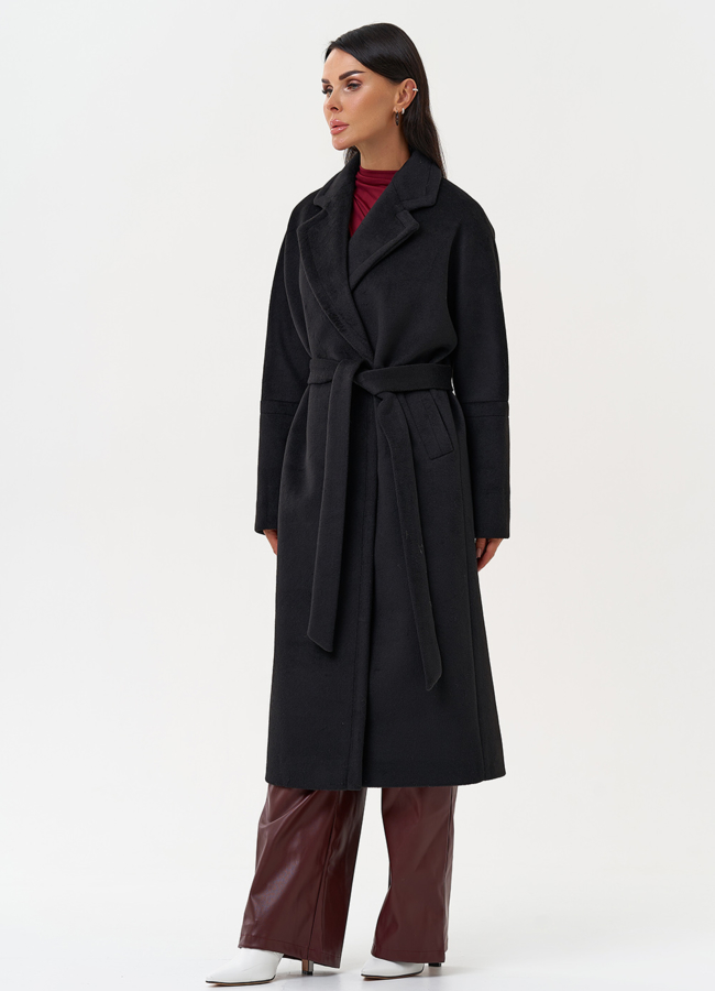 Женское пальто черного цвета модель № 31209 универмаг малина