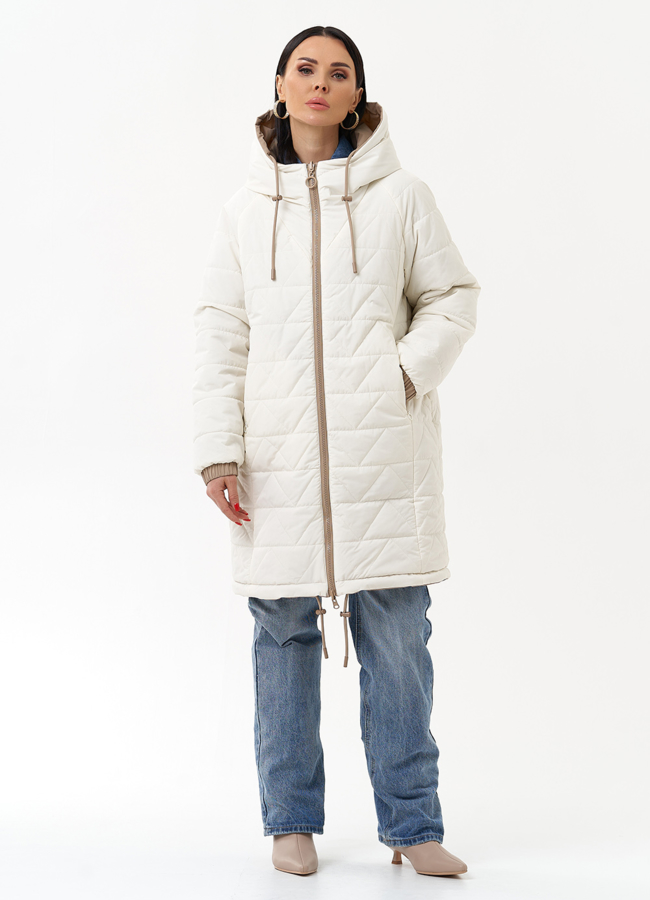 Женская удлиненная куртка с капюшоном модель № 30013 в кредит
