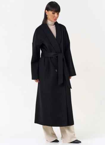 Женское пальто с воротником шаль фото