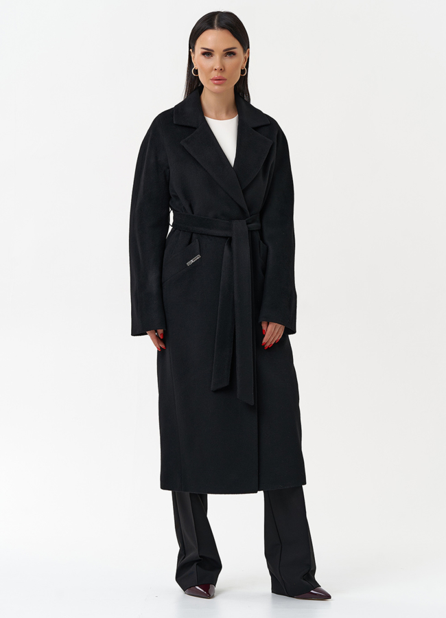 Классическое женское пальто в черном цвете модель № 21307 в кредит