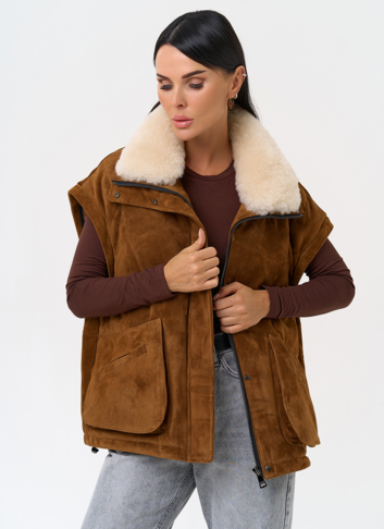 Пуховик - трансформер из натуральной замши