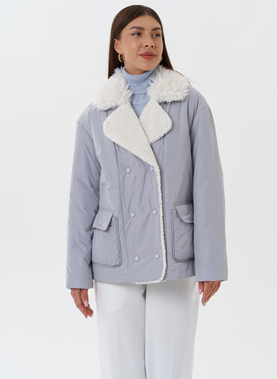 Утепленная куртка с эко мехом
