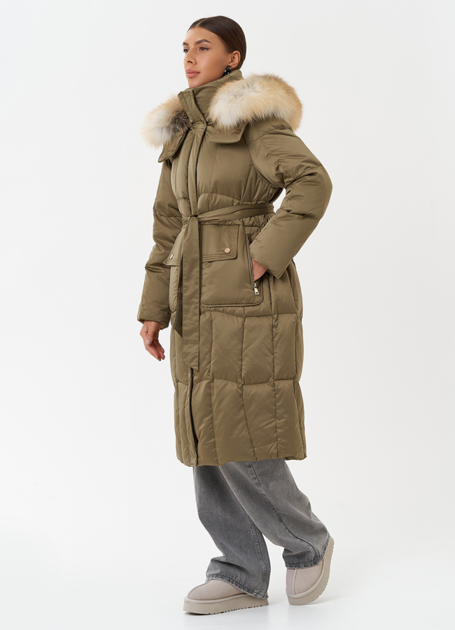 Пуховик с капюшоном из меха лисы модель № 28850 в кредит