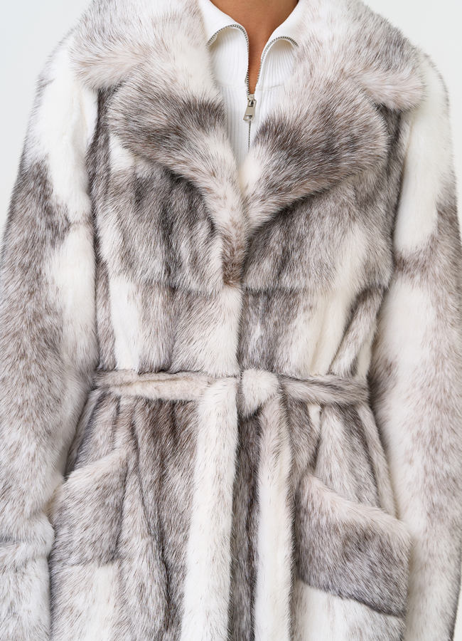 Длинная шуба из норки крестовки cross модель № 31327 универмаг малина