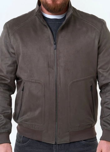 Мужская куртка бомбер из эко замши фото
