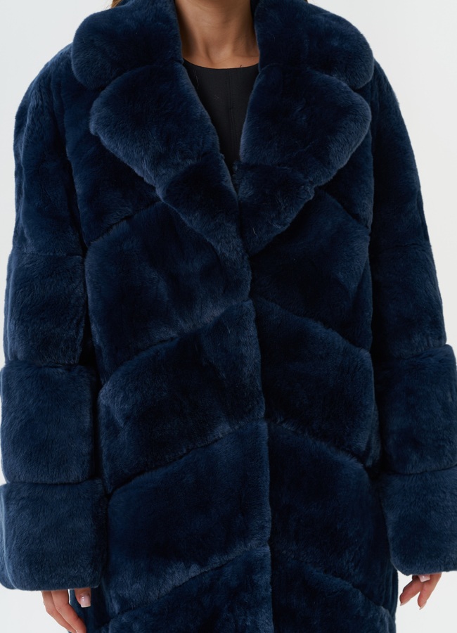 Шуба из меха кролика с английским воротником модель № 27840 универмаг малина