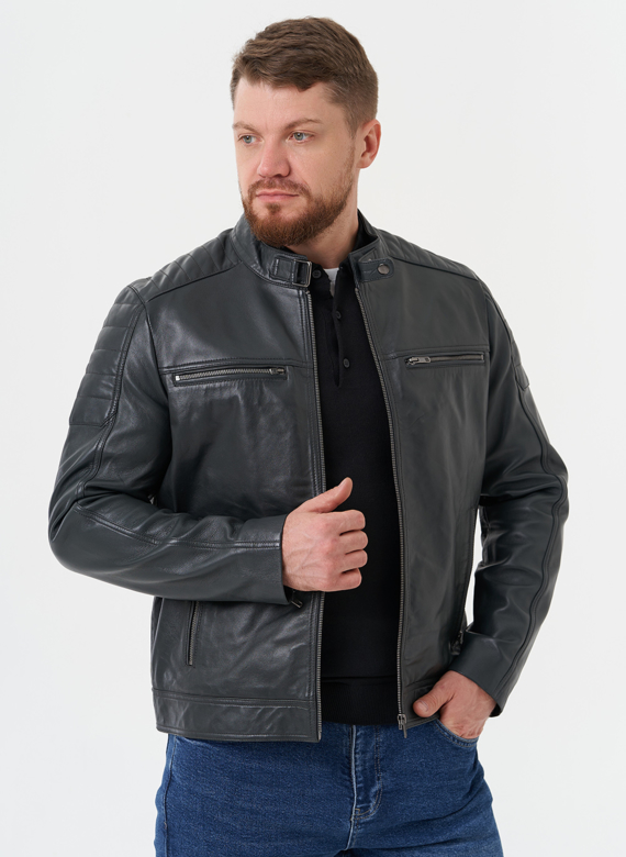 Мужская "мото" куртка из натуральной кожи