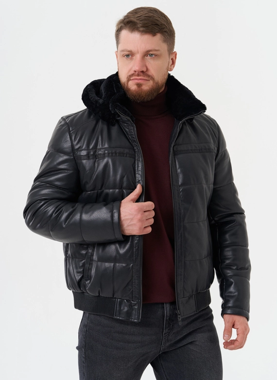 Утепленная куртка из эко кожи