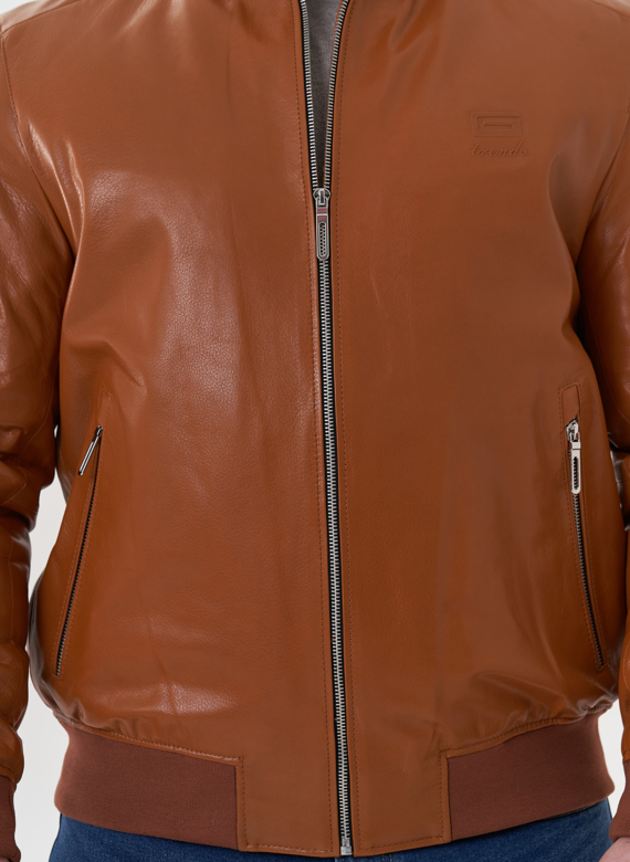 Мужская куртка "бомбер" из натуральной кожи